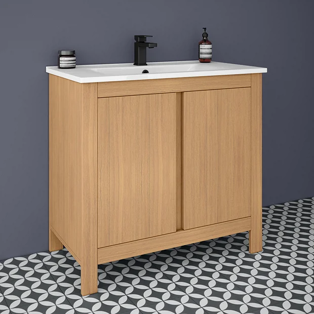 Valencia Naturale Oak Effect Vanity Unit - 850mm Wide 4 Valencia Naturale Oak Effect Vanity Unit - 850mm Wide - Image 2