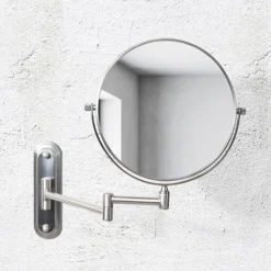 Venice Brushed Nickel 5x Magnifying Cosmetic Mirror With Curved Wall Plate 7 Venice Brushed Nickel 5x Magnifying Cosmetic Mirror With Curved Wall Plate -Duravit Bathroom Shop vncmcubn d1