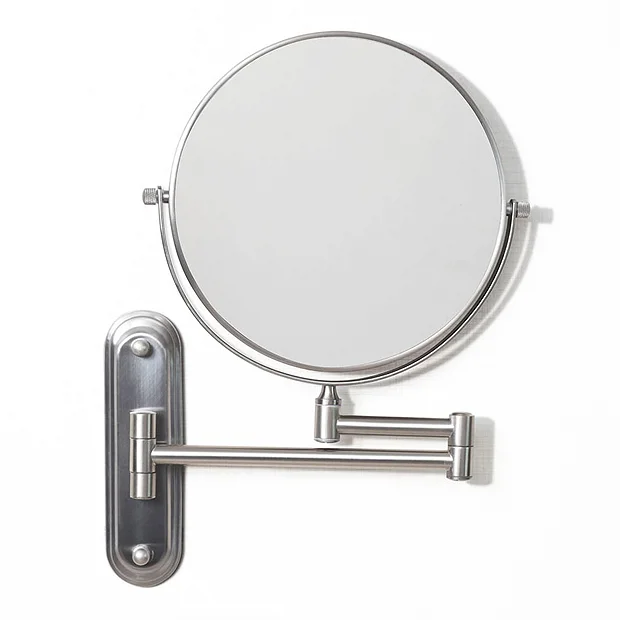 Venice Brushed Nickel 5x Magnifying Cosmetic Mirror With Curved Wall Plate 4 Venice Brushed Nickel 5x Magnifying Cosmetic Mirror With Curved Wall Plate - Image 2