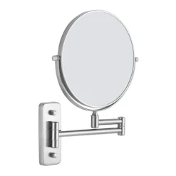 Venice Brushed Nickel 5x Magnifying Cosmetic Mirror With Square Wall Plate -Duravit Bathroom Shop vncmsqbn l
