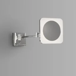 Venice Chrome Square 3x Magnifying LED Cosmetic Mirror -Duravit Bathroom Shop vncmsqu d2