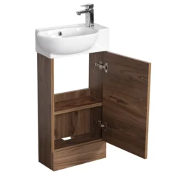 Valencia Perla Floor Standing Vanity Incl. Matt Black Handle (Dark Oak Effect - 450mm Wide) -Duravit Bathroom Shop vpfsdo45 d2 1