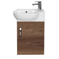 Valencia Perla Wall Hung Cloakroom Vanity (Dark Oak Effect - 450mm Wide)