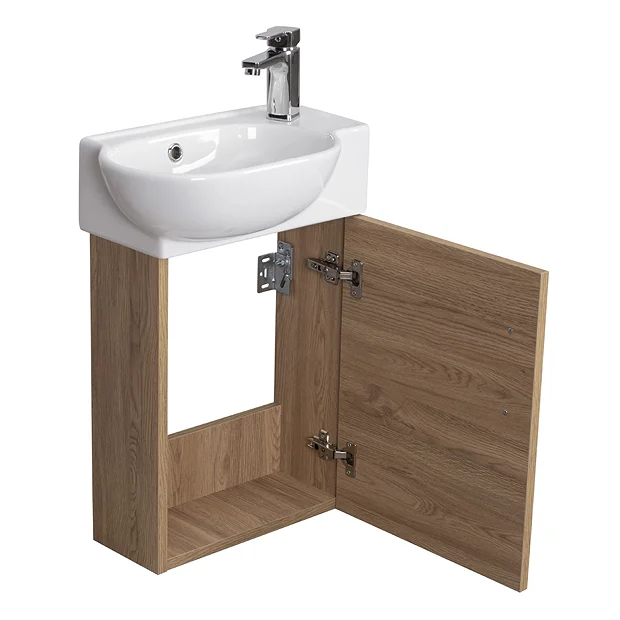 Valencia Perla Wall Hung Cloakroom Vanity (Light Oak Effect - 450mm Wide) 5 Valencia Perla Wall Hung Cloakroom Vanity (Light Oak Effect - 450mm Wide) - Image 3