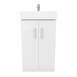 Nova Vanity Sink With Cabinet - 450mm Modern High Gloss White -Duravit Bathroom Shop vtfw450 d4