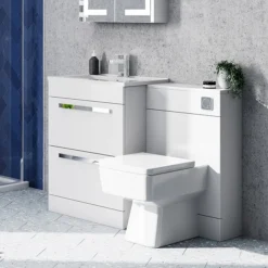 Nova 600mm Vanity Sink With Cabinet - Modern High Gloss White -Duravit Bathroom Shop vtfw600 detail3