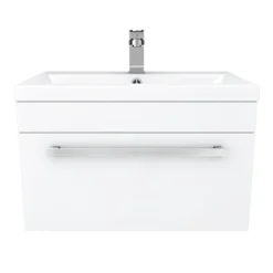 Nuie 600 X 400mm Wall Mounted Mid Edge Basin & Cabinet - Gloss White -Duravit Bathroom Shop vtwe600 d4