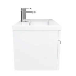 Nuie 600 X 400mm Wall Mounted Mid Edge Basin & Cabinet - Gloss White -Duravit Bathroom Shop vtwe600 d5