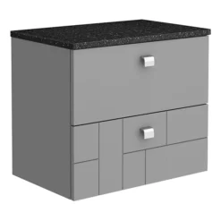 Venice Abstract 600mm Grey Vanity Unit - Wall Hung 2 Drawer Unit With Black Worktop & Chrome Handles 9 Venice Abstract 600mm Grey Vanity Unit - Wall Hung 2 Drawer Unit With Black Worktop & Chrome Handles -Duravit Bathroom Shop vwh6greblk n l