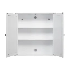 Croydex Ashby White Wooden Double Door Mirror Cabinet With FlexiFix