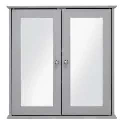 Croydex Ashby Grey Wooden Double Door Mirror Cabinet With FlexiFix -Duravit Bathroom Shop wc280031 d1