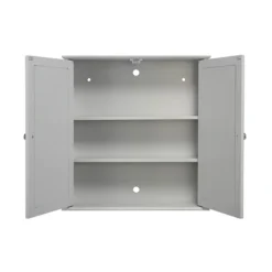 Croydex Ashby Grey Wooden Double Door Mirror Cabinet With FlexiFix