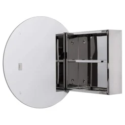 Croydex Severn Circular Door Mirror Cabinet - Stainless Steel -Duravit Bathroom Shop wc836005 n d1