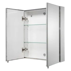Croydex Finchley Stainless Steel Double Door Mirror Cabinet With FlexiFix -Duravit Bathroom Shop wc940205 d3