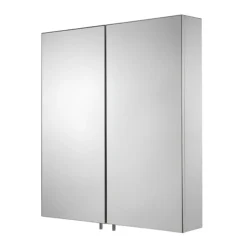 Croydex Finchley Stainless Steel Double Door Mirror Cabinet With FlexiFix