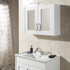 York Traditional White Ash 2 Door Mirror Cabinet (800 X 162mm) -Duravit Bathroom Shop yorktraditionalwhite800mm2doormirrorcabinetd1
