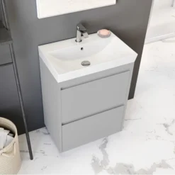 Crosswater Zion 60 Floor Standing Unit + Basin - Storm Grey Matt 7 Crosswater Zion 60 Floor Standing Unit + Basin - Storm Grey Matt -Duravit Bathroom Shop zn60sg d1
